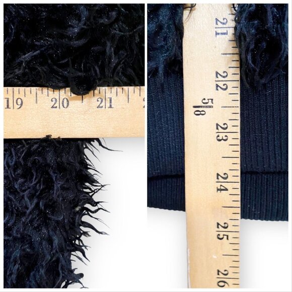 Chaser Faux Lamby Black Vegan Fur Bomber Jacket L NWT - Picture 14 of 16